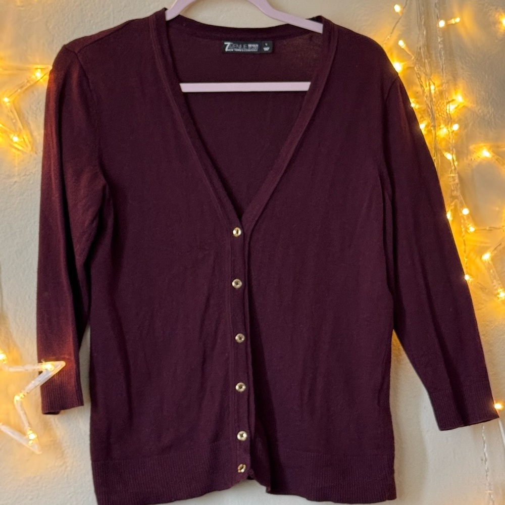 Women's Burgundy Cardigan Sweater